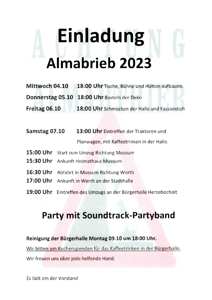 Einladung Almabtrieb